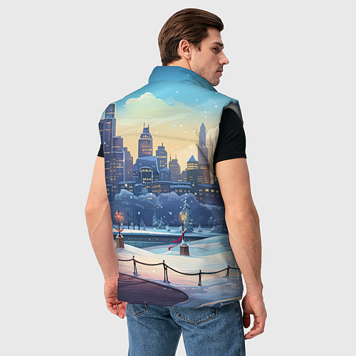 Мужской жилет Зимний большой город / 3D-Светло-серый – фото 4