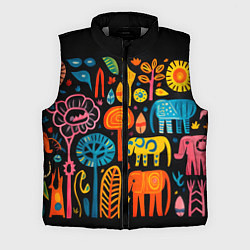 Мужской жилет Африканский узор со слонами - нейросеть, цвет: 3D-светло-серый