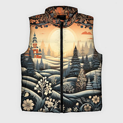 Мужской жилет Зимний предновогодний пейзаж