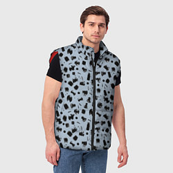 Мужской жилет Черный абстрактный гранж на сером, цвет: 3D-красный — фото 2