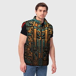 Мужской жилет Орнамент в египетском стиле, бюст Нефертити, цвет: 3D-красный — фото 2