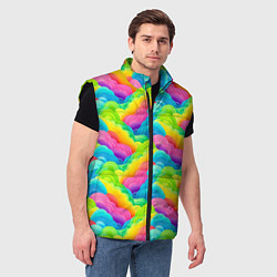Мужской жилет Разноцветные облака из бумаги паттерн, цвет: 3D-черный — фото 2
