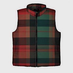 Мужской жилет Зелёно-красная шотландская клетка, цвет: 3D-черный