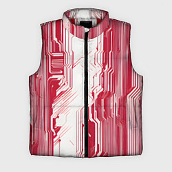 Мужской жилет Красные линии на белом фоне киберпанк, цвет: 3D-красный