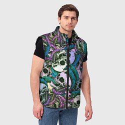 Мужской жилет Череп панк паттерн, цвет: 3D-черный — фото 2