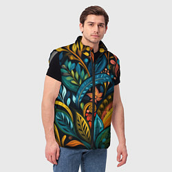 Мужской жилет Растительный узор в бразильском стиле, цвет: 3D-светло-серый — фото 2