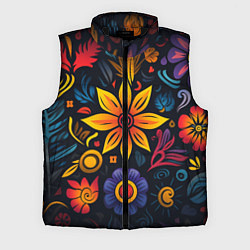 Мужской жилет Растительный узор в латино-американском стиле, цвет: 3D-черный