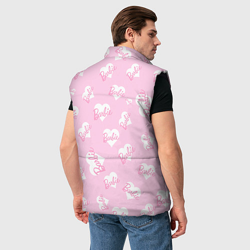 Мужской жилет Барби: белые сердца на розовом паттерн / 3D-Черный – фото 4