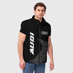 Мужской жилет Audi speed на темном фоне со следами шин вертикаль, цвет: 3D-черный — фото 2
