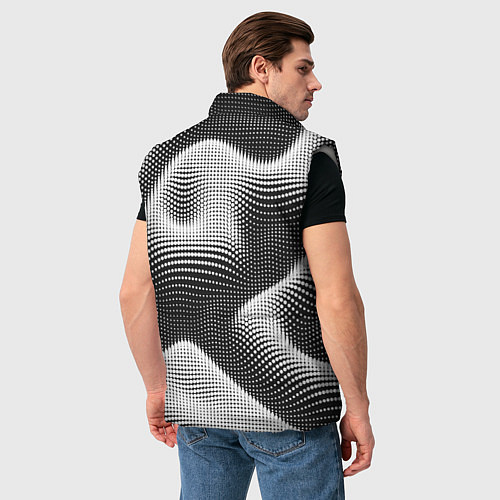 Мужской жилет Чёрно белый точечный абстрактный фон / 3D-Светло-серый – фото 4
