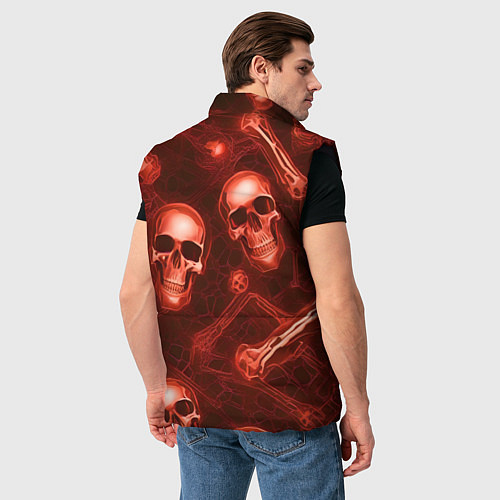 Мужской жилет Красные черепа и кости / 3D-Черный – фото 4