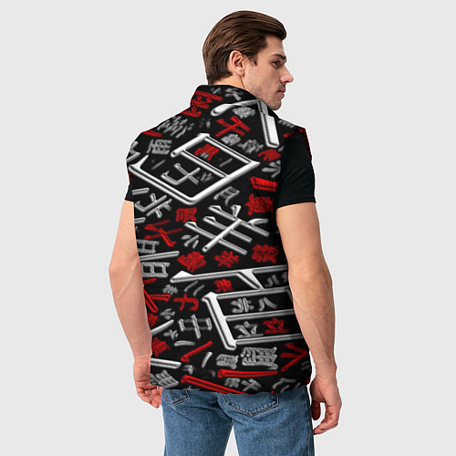 Мужской жилет Японские аниме иероглифы / 3D-Черный – фото 4