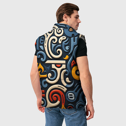 Мужской жилет Абстрактный цветной паттерн в славянском стиле / 3D-Светло-серый – фото 4