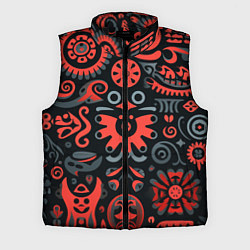 Мужской жилет Красно-черный узор в славянском стиле, цвет: 3D-черный