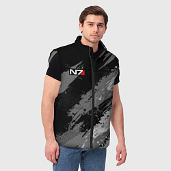 Мужской жилет N7 - mass effect monochrome, цвет: 3D-светло-серый — фото 2