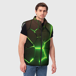 Мужской жилет Зелёные плиты разломы атомные, цвет: 3D-светло-серый — фото 2