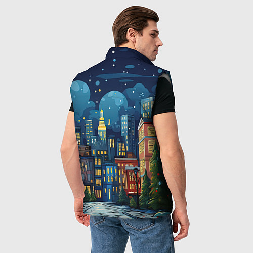 Мужской жилет Ночной город новый год / 3D-Светло-серый – фото 4