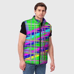 Мужской жилет Неоновые перпендикулярные полосы, цвет: 3D-черный — фото 2