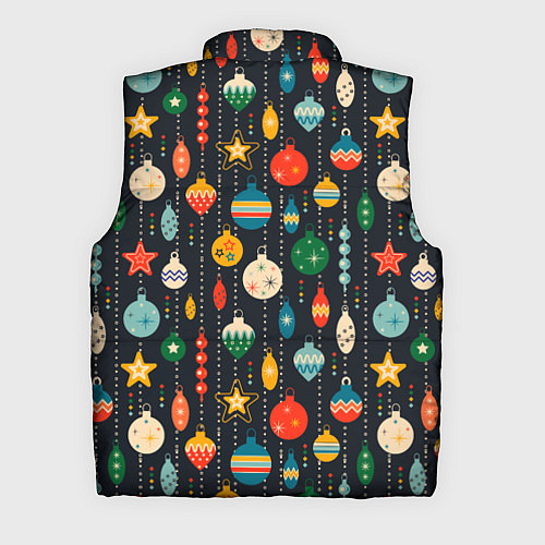 Мужской жилет Новогодние ёлочные игрушки на черном фоне / 3D-Светло-серый – фото 2