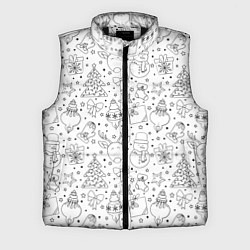 Мужской жилет Черно-белый новогодний патерн, цвет: 3D-черный