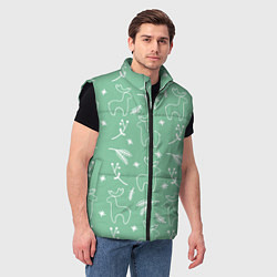 Мужской жилет Зеленый рождественский узор с оленями, цвет: 3D-черный — фото 2