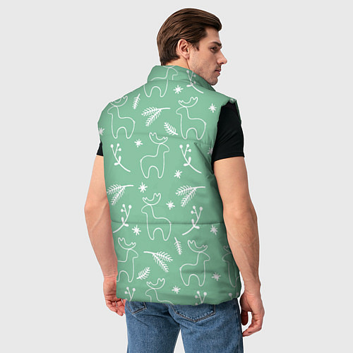 Мужской жилет Зеленый рождественский узор с оленями / 3D-Черный – фото 4