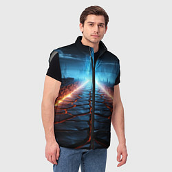 Мужской жилет Разломленная дорога, цвет: 3D-светло-серый — фото 2