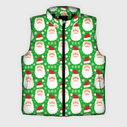 Мужской жилет Дед Мороз на зеленом фоне, цвет: 3D-черный