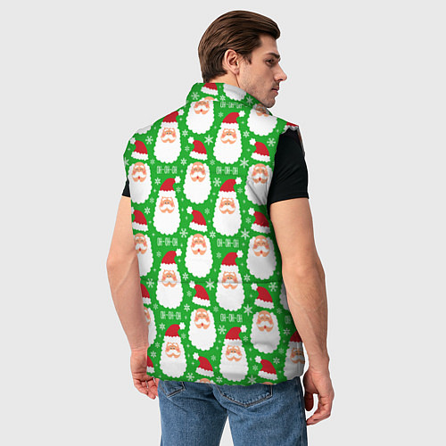 Мужской жилет Дед Мороз на зеленом фоне / 3D-Черный – фото 4