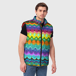 Мужской жилет Разноцветные волнистые узоры, цвет: 3D-красный — фото 2