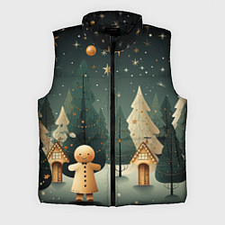 Мужской жилет Снежный городок с горками, цвет: 3D-черный