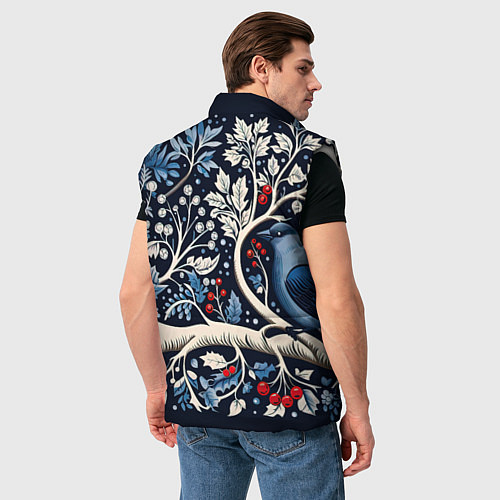 Мужской жилет Новогодние снегири на ветках / 3D-Светло-серый – фото 4