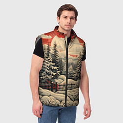 Мужской жилет Блеск снежинок новогодний стиль, цвет: 3D-светло-серый — фото 2