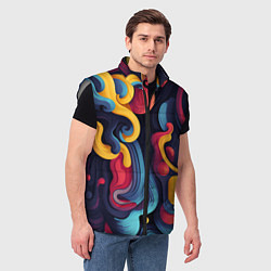 Мужской жилет Цветной хаос, цвет: 3D-светло-серый — фото 2