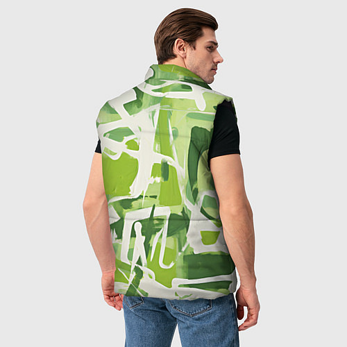 Мужской жилет Белая и зеленая краска / 3D-Черный – фото 4