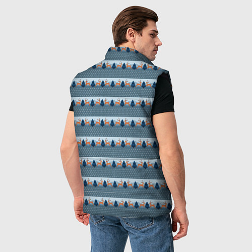 Мужской жилет Олени в синем лесу / 3D-Черный – фото 4