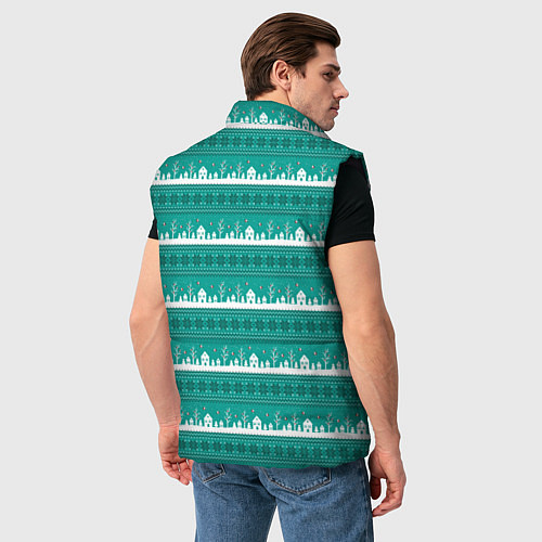 Мужской жилет Зеленый зимний пейзаж / 3D-Черный – фото 4