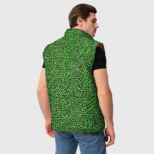 Мужской жилет Чёрные и зелёные мазки / 3D-Красный – фото 4