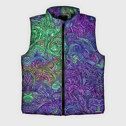 Мужской жилет Вьющийся узор фиолетовый и зелёный, цвет: 3D-черный