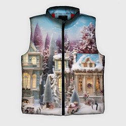Мужской жилет Новогодний объемный городок, цвет: 3D-красный