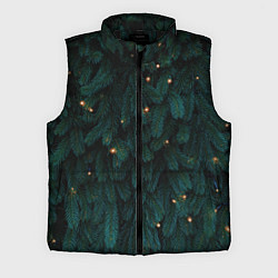 Мужской жилет Ёлка и гирлянды, цвет: 3D-черный