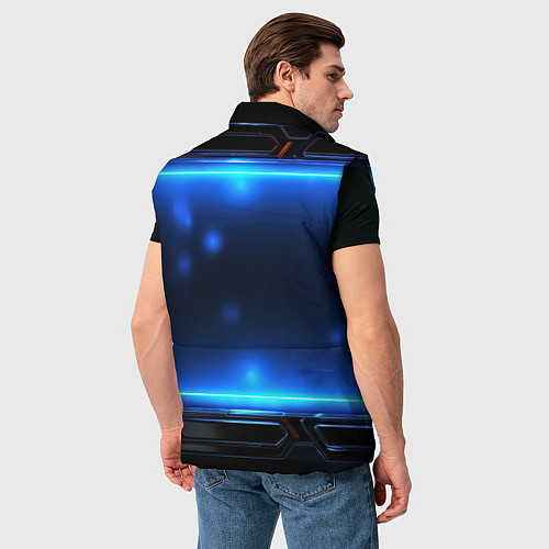 Мужской жилет Синий неоновый экран / 3D-Черный – фото 4