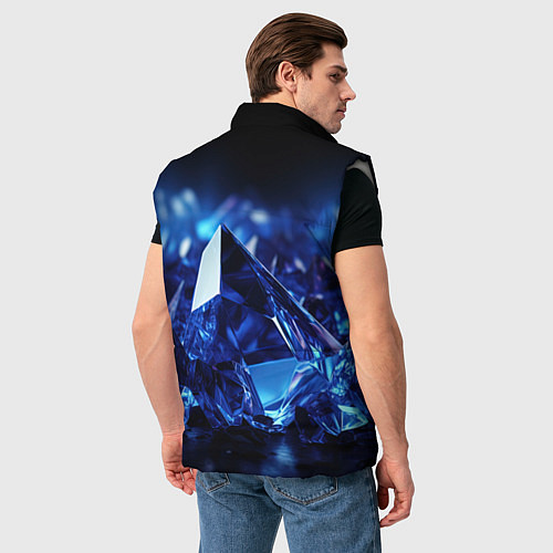 Мужской жилет Синие прозрачные алмазы / 3D-Светло-серый – фото 4