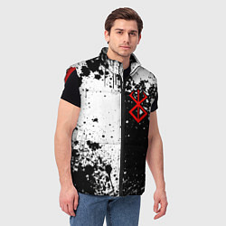 Мужской жилет Берсерк знак жертвы - черно-белые брызги, цвет: 3D-красный — фото 2