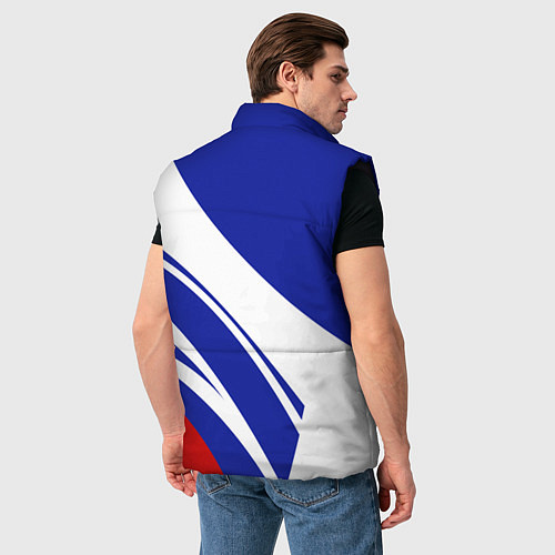 Мужской жилет Герб России на абстрактных полосах / 3D-Черный – фото 4