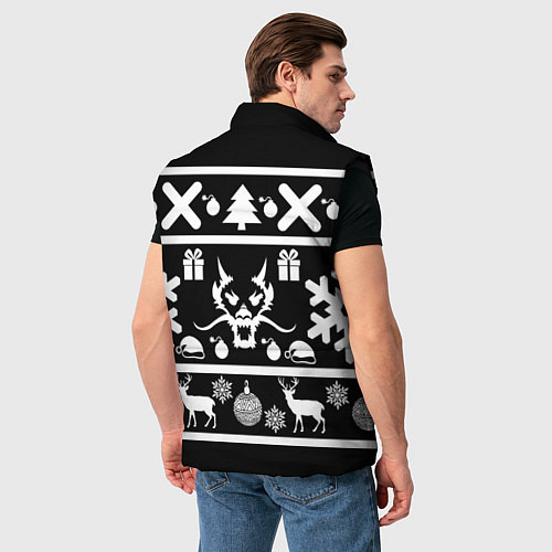Мужской жилет Новогодняя ёлка олень и дракон / 3D-Черный – фото 4