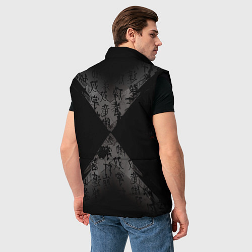 Мужской жилет Японские иероглифы текстуры / 3D-Черный – фото 4