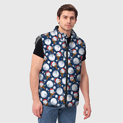 Мужской жилет Весёлые снеговики - паттерн, цвет: 3D-светло-серый — фото 2