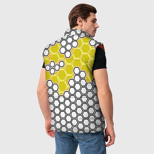 Мужской жилет Жёлтая энерго-броня из шестиугольников / 3D-Красный – фото 4