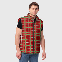 Мужской жилет Новогодняя клетка, цвет: 3D-красный — фото 2
